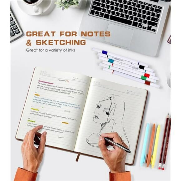 Leather Journal Notebook A4 Lined Hardcover Travel Business School Writing Gift - Picture 5 of 7